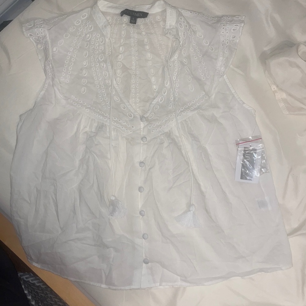 White button down blouse